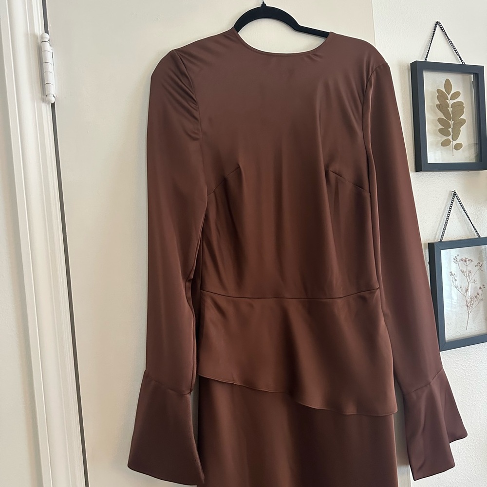 Brown Long Sleeve Dress - Picture 4 of 6